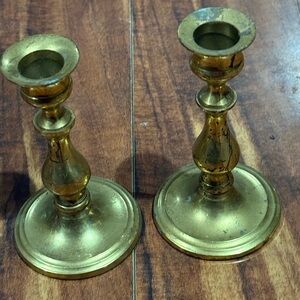 Pair Of Vintage Brass Taper Candle Holders Made In India